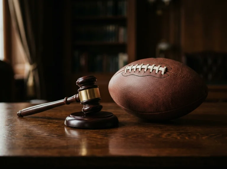 UK Gambling Commission logo next to an NFL football symbolising regulated betting