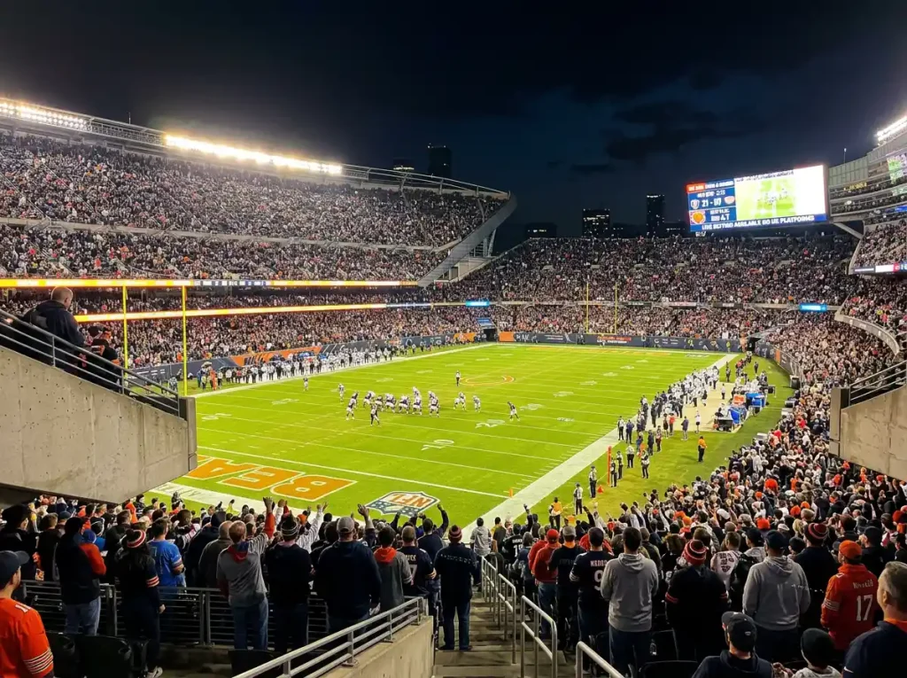 NFL live in-play betting interface showing real-time odds for UK punters