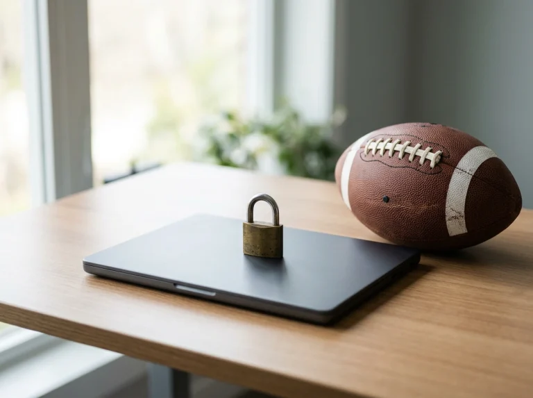 Responsible gambling toolkit with deposit limit controls and an NFL football