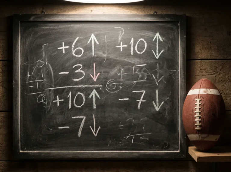 NFL betting board showing adjusted point spreads for a teaser bet combination